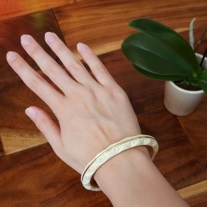 Faux Elephant Tusk Gold Engraved Bracelet